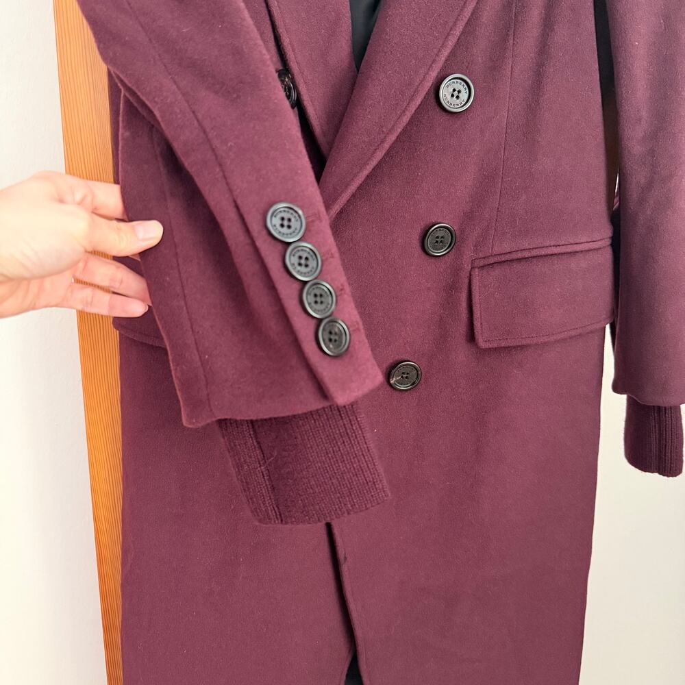 Burberry Cairndale Cashmere Coat US0 UK2 IT34 Currant Eggplant Wine Burgundy - Picture 3 of 11